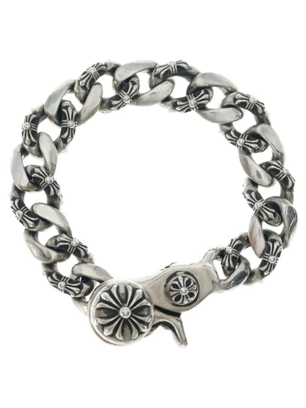 Chrome Hearts Fncy Chn Lnk Fancy Link Clip Bracelet 13 Links Silver